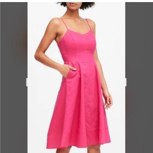 Banana Republic Pink Cotton Linen Midi Dress w Pockets. Perfect condition